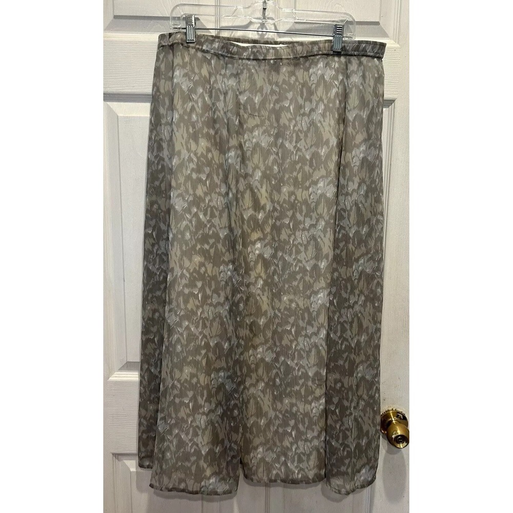 Soft Surroundings Grey Abstract Floral Maxi Skirt Lined Elastic Waist Petite L - Picture 4 of 8